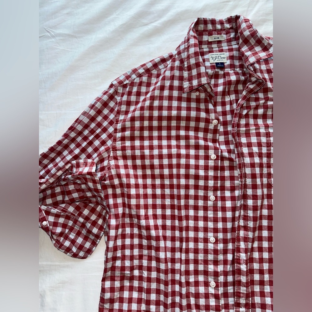 Jcrew Button Downred And White Gingham - image 1